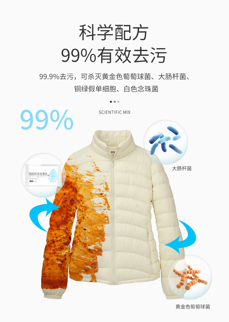 擦羽绒服清洁湿巾免洗去污干洗羽绒服湿巾清洗神器湿巾清洗剂家用