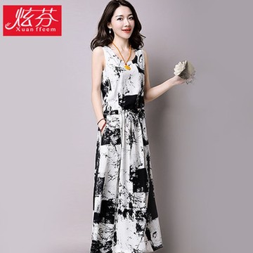 2018新款夏季时尚棉麻连衣裙亚麻两件套装网红淑女晚晚风套装复古 2018新款夏季时尚棉麻连衣裙亚麻两件套装网红淑女晚晚风套装复古