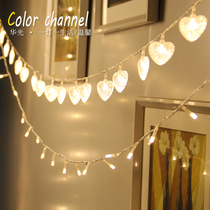 led love light flashing light remote control plug-in USB girl heart festival Tanabata outdoor waterproof wedding decorative light