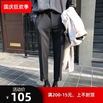 Spring mens non-iron trousers mens slim feet young Korean casual small trousers mens trend ankle-length pants