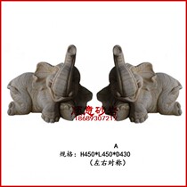 Sandstone Sculpture Round Carved Sandstone Bas-relief Hotel Restaurant District Courtyard inside and outside Decorative Water Spray Small Elephant