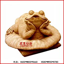 Sandstone water jet sculpture Round carved sandstone embossed landscaped area Hotel courtyard decorated with water spray Fortune Lions