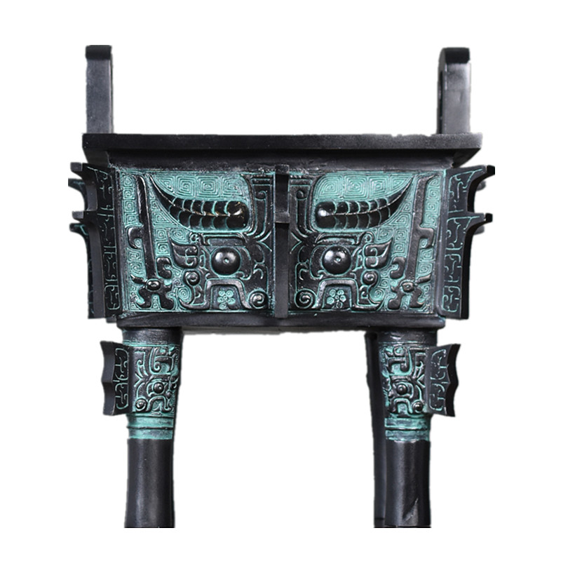 青銅鼎擺件仿古青銅器四方獸面鼎工藝禮品擺飾香爐公司開業招財落地銅鼎