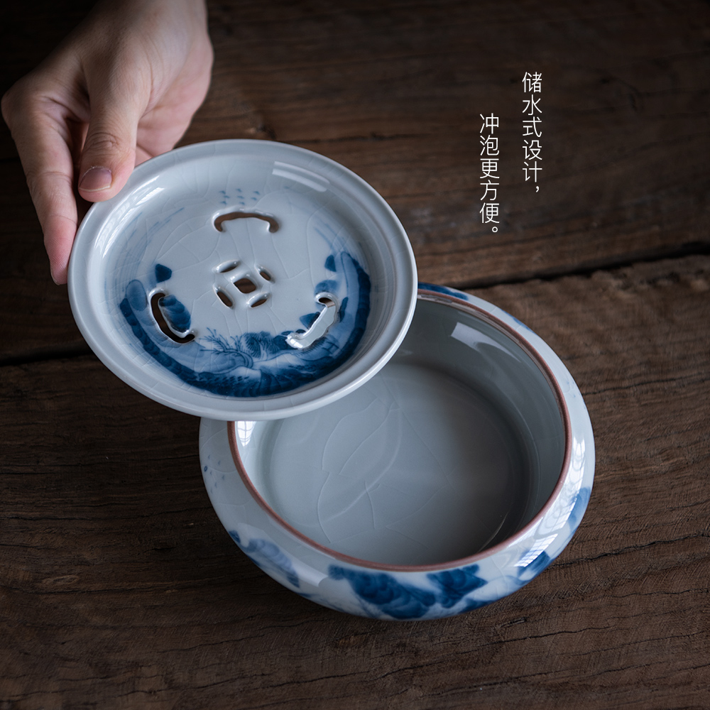 Public remit jingdezhen blue and white porcelain tea bearing day type restoring ancient ways are it bearing pad pot dry tea mercifully the machine base