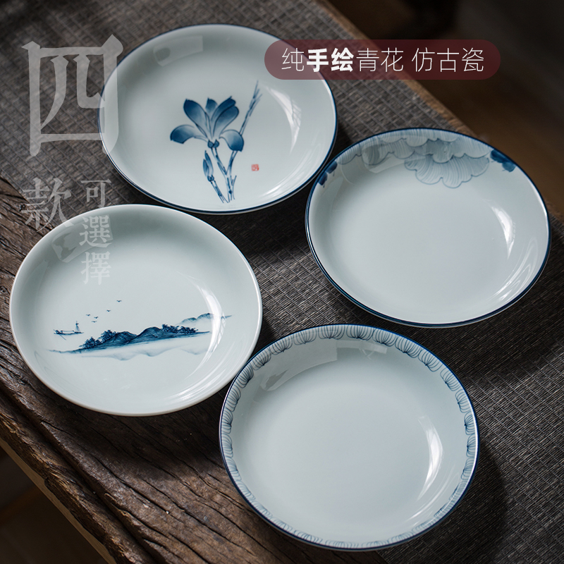 Public remit hand - made pot bearing supporting plate of the base plate dry Taiwan tea pot saucer ceramic tea set Japanese blue and white