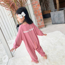 Customized baby childrens home clothes one-piece long sleeved pajamas 2021 New Baby modal sleeping bag spring and autumn