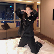 Sandro Mocoloni plus suede Thickened Velvet Pyjamas Womens Winter Warm Turning Cardiovert Suits Suit