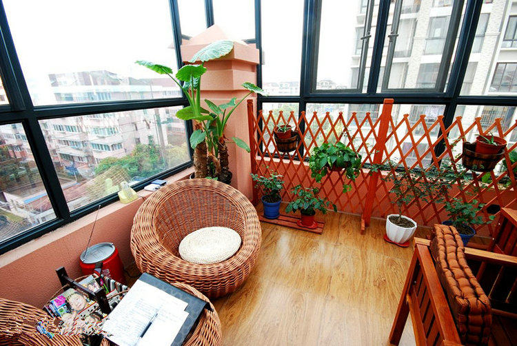 阳台室内装修设计效果图 房屋样板房 阳台装潢装饰高清实景大图