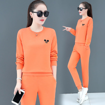 Round neck sportswear set womens 2020 Autumn New knitted long sleeve loose casual clothes womens autumn two-piece set