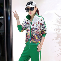 Sports set female spring and autumn 2020 new fashion large size loose Korean leisure sportswear female two-piece foreign style