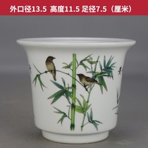 Retro style pastel bamboo newspaper peace calamus orchid pottery high-grade flower pot antique antique antique collection