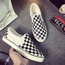 Korean Version Tide Mens Fashion Plaid Board Shoes Panes One Foot Pedal Classic Sails Shoes Students Casual Shoes Youth Sloth Shoes