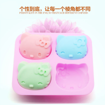 Silicone mold Cartoon hello kitty model 4 even 2 kinds of expression cat mold handmade soap mold cake mold