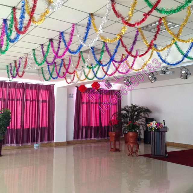 儿童节装饰彩色毛条元旦红拉花彩带拉条晚会庆典店铺开张新年装饰