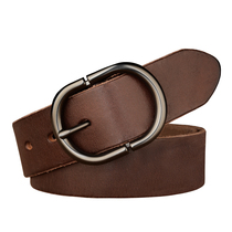 Mens pin buckle belt Genuine leather first layer cowhide Youth jeans belt Middle-aged casual wild pants belt Pure cowhide