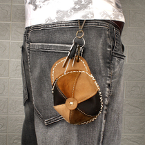 The first layer of cowhide creative hat coin purse hanging mini car key bag personality crazy Horse leather coin storage bag