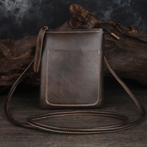 Headlayer cow leather mobile phone small satchel with single shoulder bag for men genuine leather casual Mini small backpack inclined cross mobile phone bag