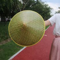 Bucket hats bamboo stage props big eaves farmers straw hats men and women pastoral labor fishing sunshade hats custom words