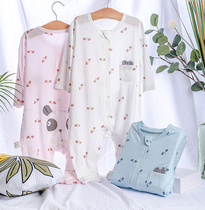 2021 Chenxiao home modal summer leg sleeping bag air conditioning suit long sleeve anti kick thin casual baby