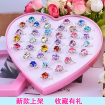  Childrens ring ring earrings ear clip Girl earrings jewelry Crystal gem diamond toy jewelry Kindergarten gift