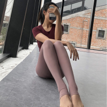 Morningsuper yoga pants Fitness clothes womens high waist hip tight peach sweatpants running autumn and winter wear