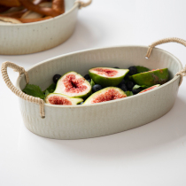 Coarse Pottery tableware retro Bowl Bowl plate household fruit dish simple creative ceramic Japanese Japanese retro food utensils