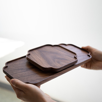 Three homes whole wood black walnut solid wood plate rectangular tray Japanese wooden tray tea tray bread tray day