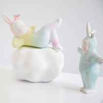 Tsinghua University sculptor Cao Yuns work Yuntu personality Tide play sculpture artwork ornaments cute longevity rabbit