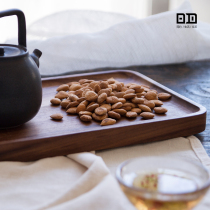 Miyake home appliance splicing black walnut solid wood plate Paint-free and wax-free rectangular tray Japanese wood tray Tea tray