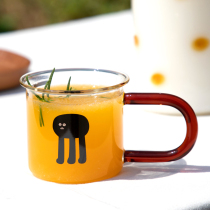 Three homes original round cute home anti-hot thick glass cartoon tea cup breakfast cup Milk Cup coffee cup
