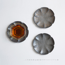 Sanzhai home handmade tea set ceramic petal tea tray personalized coaster Japanese tea cup holder tea cup holder