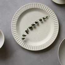 White frosted hand-made old Nordic retro coarse pottery round flat plate Coarse pottery soup plate Jingdezhen handmade plate