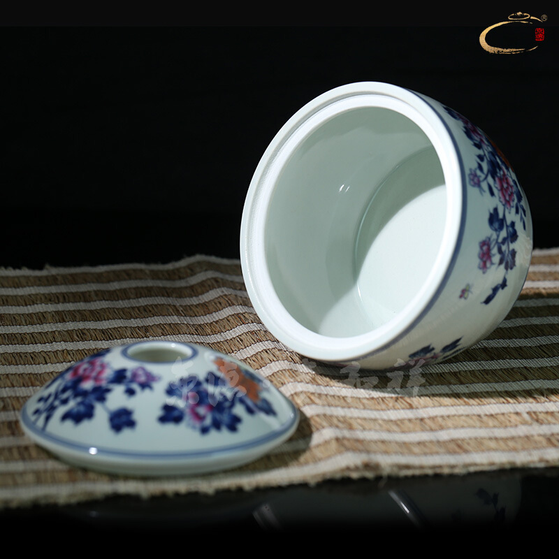 Beijing DE tea ware and auspicious jingdezhen ceramics by hand to wake POTS are scattered receives receives a pipe color peony tank