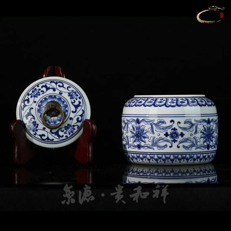 Jing DE auspicious esteeming harmony, pure manual caddy fixings jingdezhen porcelain store receives household business gifts ceramic tea pot