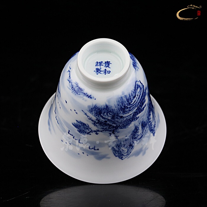 And auspicious all hand cup jingdezhen blue And white hechi master kung fu tea set ceramic tea cup cup