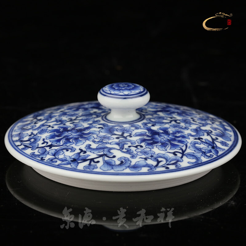 Beijing DE and auspicious manual blue and white window yuanyang flower POTS can of business gifts ceramic tea canister