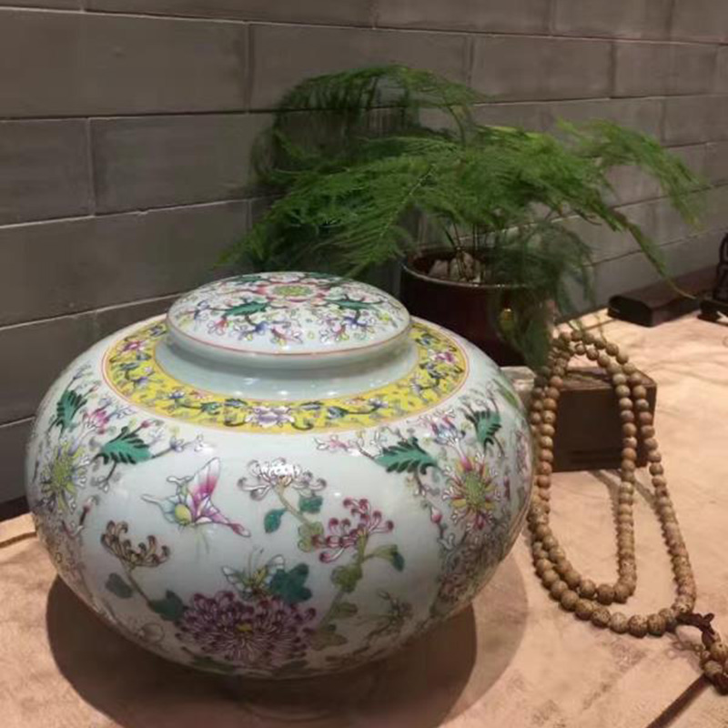 Jing DE and auspicious colored enamel recent large caddy fixings master of jingdezhen hand - made pastel seal tea pot