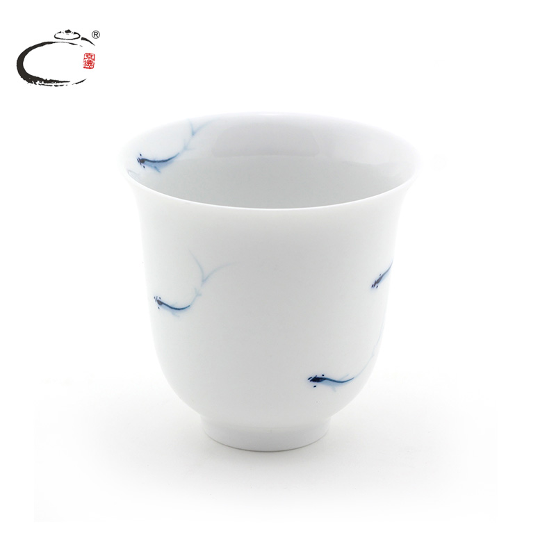 Xi shi jing DE and auspicious mackerel kung fu tea cups of jingdezhen ceramics bowl sample tea cup fragrance - smelling cup