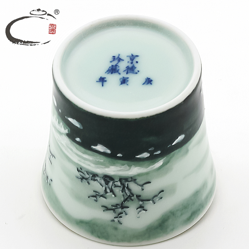 And auspicious jing DE collection variable snow cup jingdezhen ceramic hand - made teacup sample tea cup master cup by hand