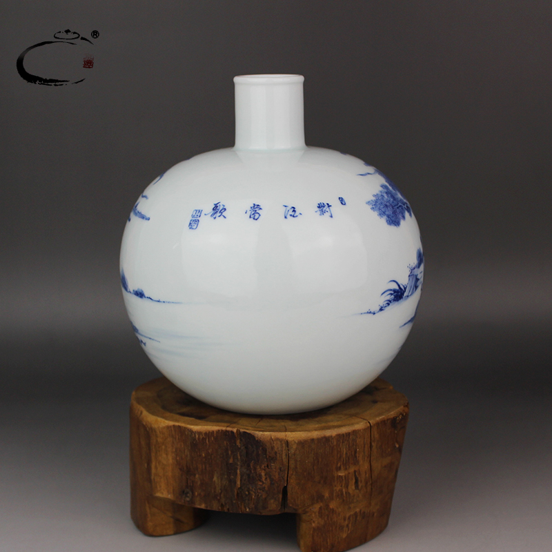 Ceramic vase and auspicious collection household act the role ofing is tasted furnishing articles furnishing articles jingdezhen master hand draw blue and white porcelain