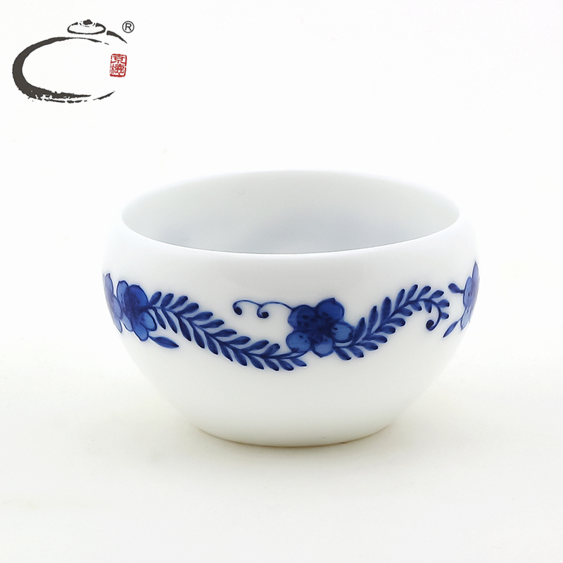 And auspicious jingdezhen hand - made tea cup sample tea cup blue And white porcelain bowl with by round cup