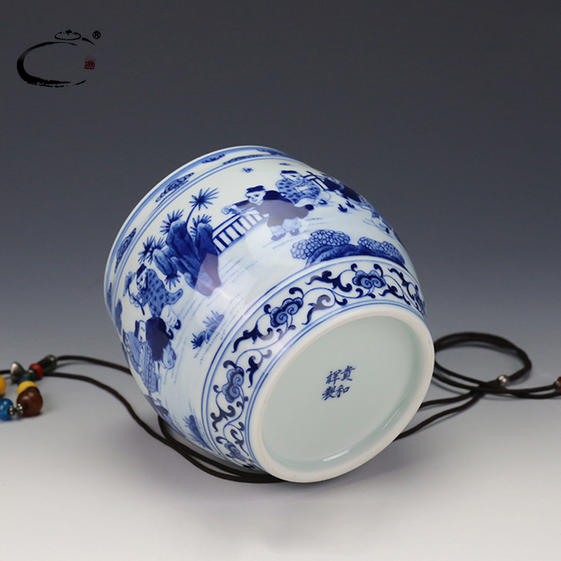 Jing DE and auspicious tea ware jingdezhen manual scattered blue and white baby play pot of tea POTS gift packaging POTS