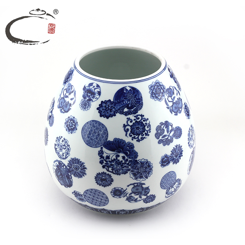 And auspicious jingdezhen blue And white spends caddy fixings hand - made ceramic all hand large gifts tea boxes