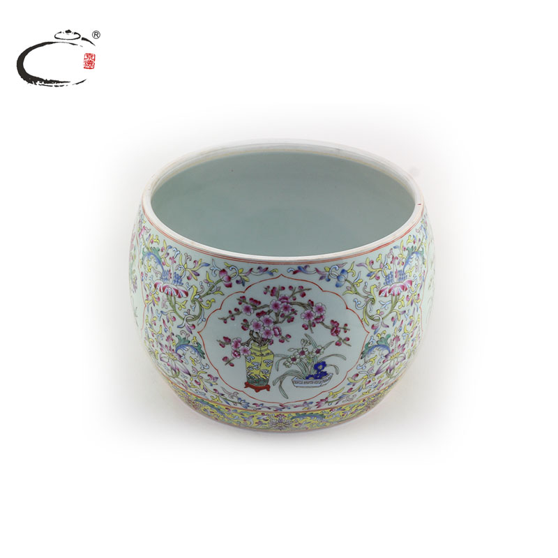 And auspicious large powder enamel window antique tin master of jingdezhen hand - made ceramic POTS of tea custom tins