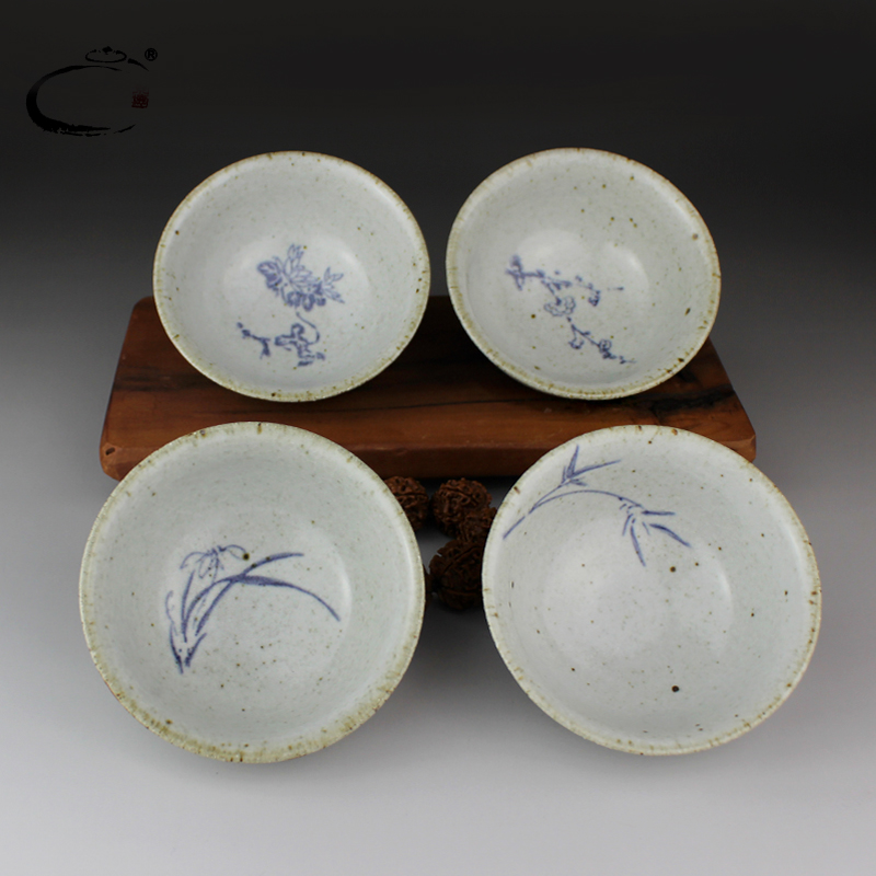 Restoring ancient ways and auspicious jingdezhen coarse pottery cups suit sample tea cup kung fu tea set hand - made by patterns to use cups