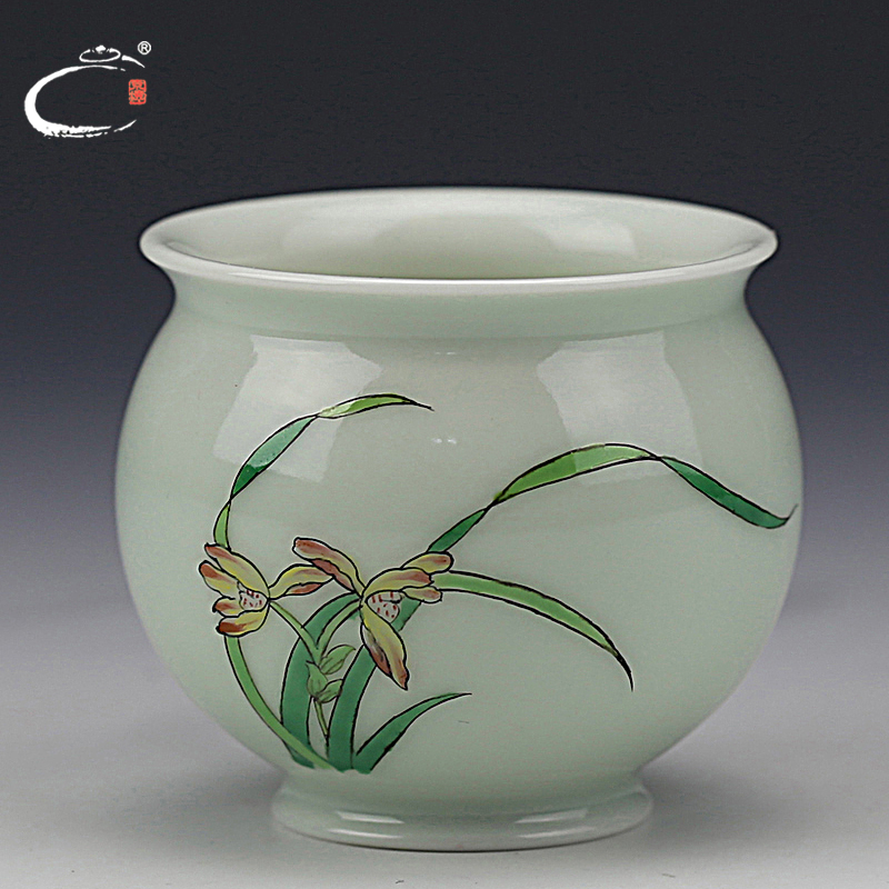 Cherished and auspicious jing DE famille rose orchids jingdezhen hand - made ceramic cups kung fu tea sample tea cup masters cup