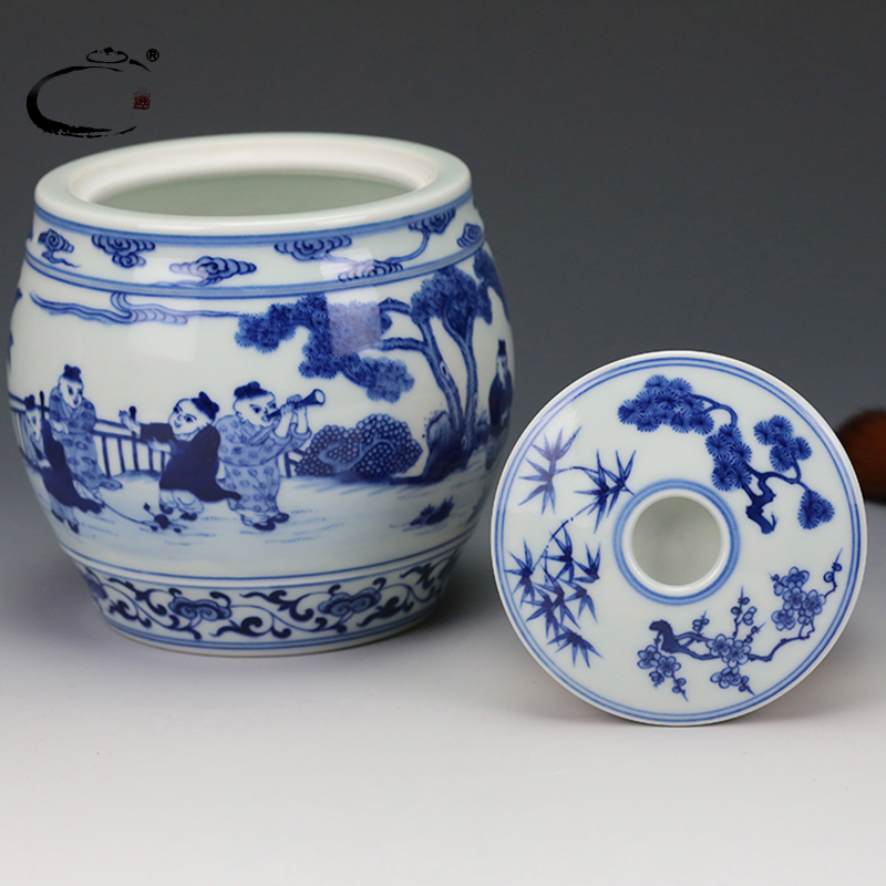 Jing DE and auspicious tea ware jingdezhen manual scattered blue and white baby play pot of tea POTS gift packaging POTS