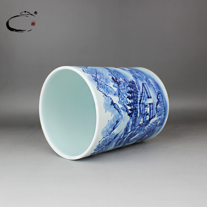 Jing DE and auspicious jingdezhen blue and white landscape caddy fixings hand - made moistureproof portable gift box packing gifts large POTS