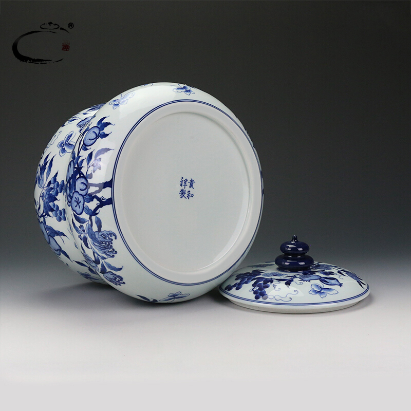 And auspicious jing DE caddy fixings jingdezhen checking ceramic powder POTS of bread POTS sanduo big gourd canister