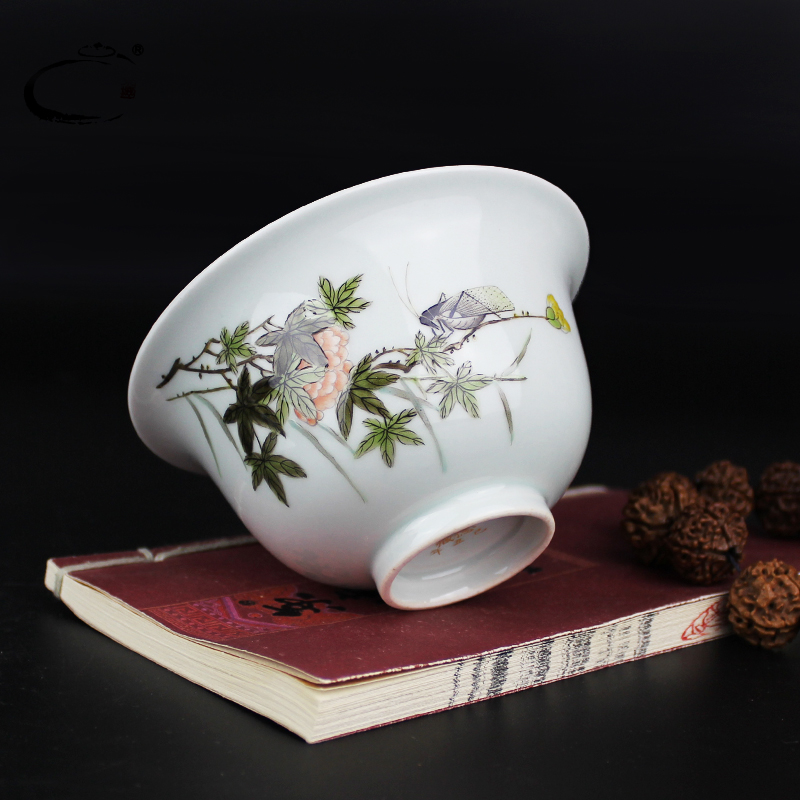 And auspicious pastel hand - made cover cup of jingdezhen tea service master checking ceramic cups three tea tureen